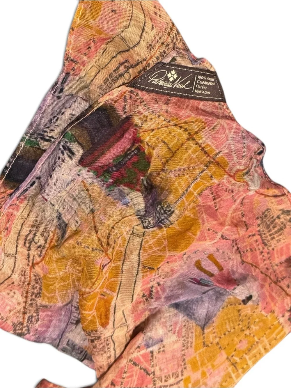 Patricia Nash Paris Map Travel Print Viscose Square Scarf Wrap
